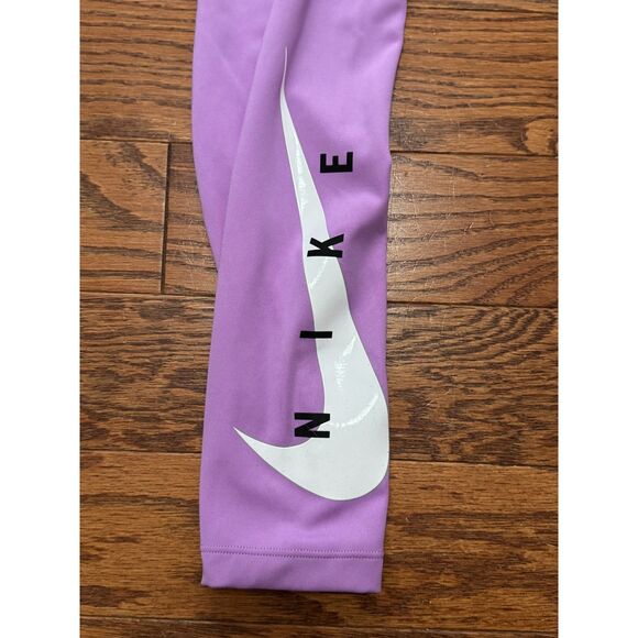 NIKE WOMEN'S SWOOSH DRI-FIT HI-RISE PASTEL LAVENDER LEGGINGS Sz SMALL - Picture 3 of 10